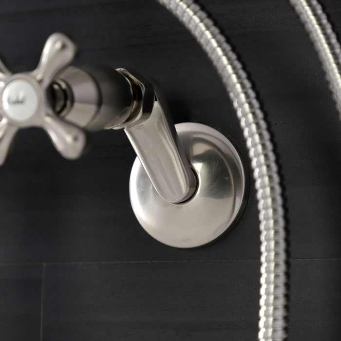 Kingston Heirloom KS226SN - Kingston Two-Handle Clawfoot Tub Faucet with Hand Shower, Brushed Nickel