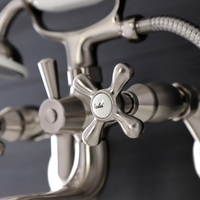 Kingston Heirloom KS226SN - Kingston Two-Handle Clawfoot Tub Faucet with Hand Shower, Brushed Nickel
