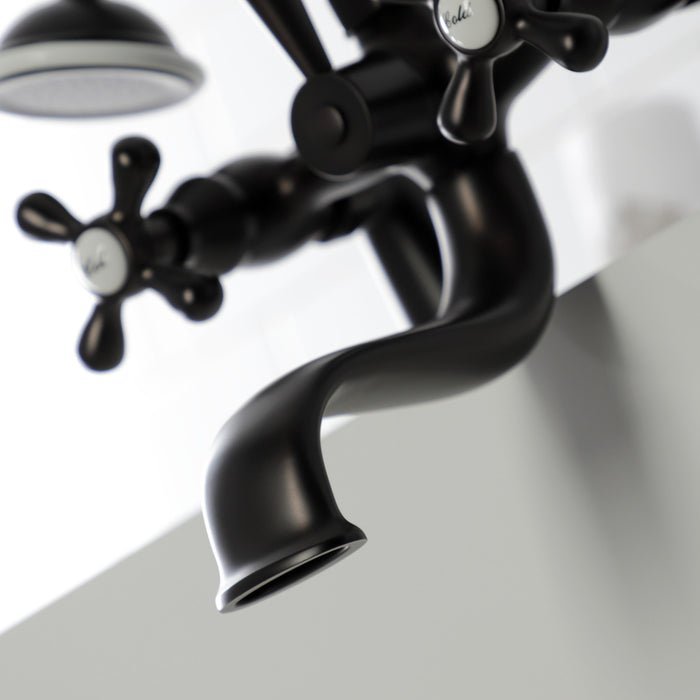 Kingston Heirloom KS227ORB - Kingston Three-Handle 2-Hole Deck-Mount Clawfoot Tub Faucet with Hand Shower, Oil Rubbed Bronze