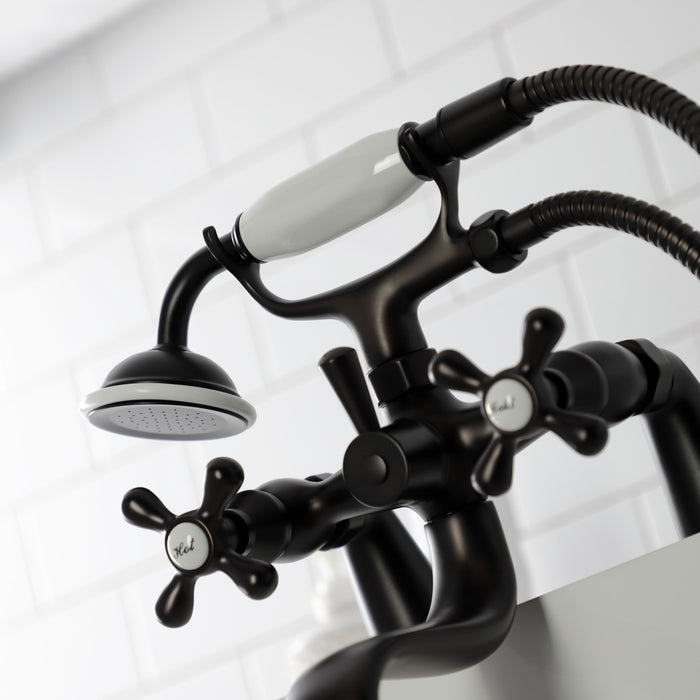 Kingston Heirloom KS227ORB - Kingston Three-Handle 2-Hole Deck-Mount Clawfoot Tub Faucet with Hand Shower, Oil Rubbed Bronze