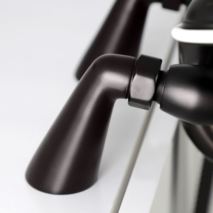 Kingston Heirloom KS227ORB - Kingston Three-Handle 2-Hole Deck-Mount Clawfoot Tub Faucet with Hand Shower, Oil Rubbed Bronze