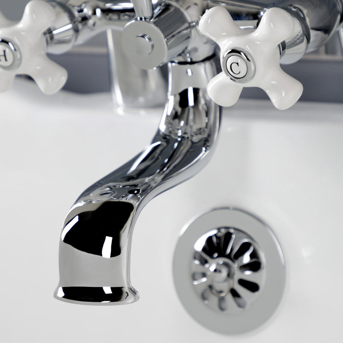 Kingston Heirloom KS227PXC - Kingston Three-Handle 2-Hole Deck-Mount Clawfoot Tub Faucet with Hand Shower, Polished Chrome