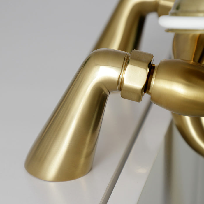 Kingston Heirloom KS227SB - Kingston Three-Handle 2-Hole Deck-Mount Clawfoot Tub Faucet with Hand Shower, Brushed Brass