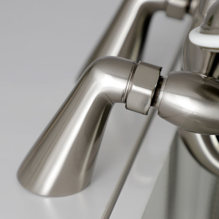 Kingston Heirloom KS227SN - Kingston Three-Handle 2-Hole Deck-Mount Clawfoot Tub Faucet with Hand Shower, Brushed Nickel