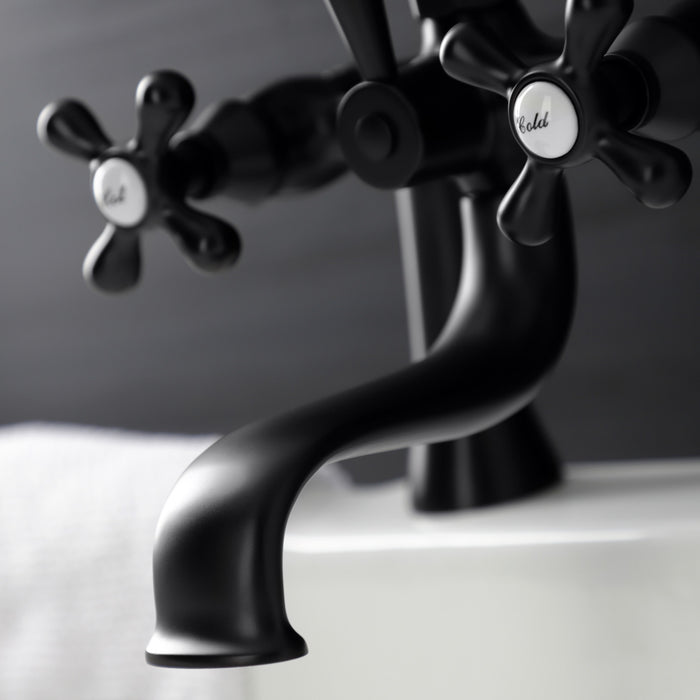 Kingston Heirloom KS228MB - Kingston Three-Handle 2-Hole Deck-Mount Clawfoot Tub Faucet with Hand Shower, Matte Black