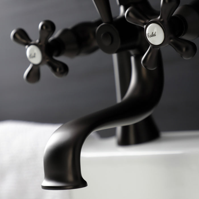 Kingston Heirloom KS228ORB - Kingston Three-Handle 2-Hole Deck-Mount Clawfoot Tub Faucet with Hand Shower, Oil Rubbed Bronze