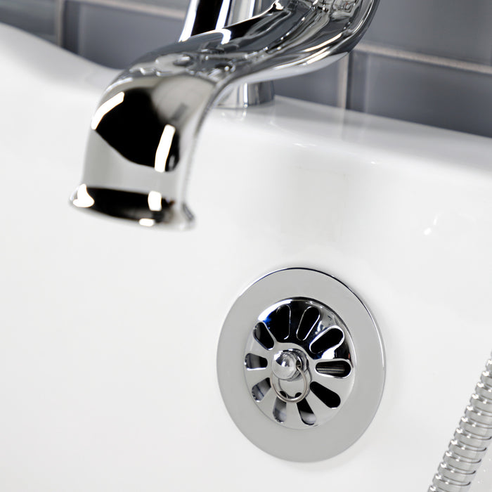 Kingston Heirloom KS228PXC - Kingston Three-Handle 2-Hole Deck-Mount Clawfoot Tub Faucet with Hand Shower, Polished Chrome