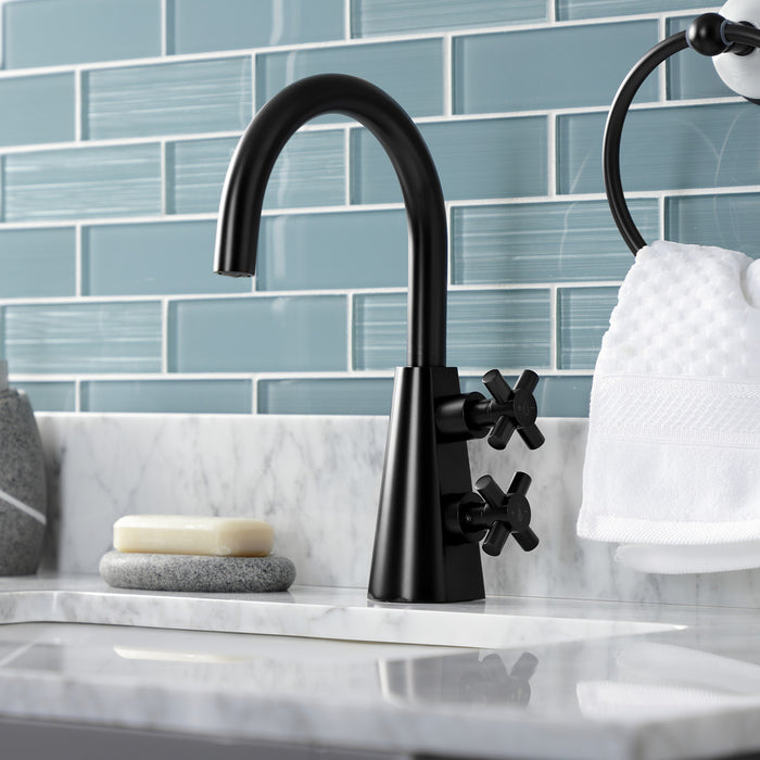 Kingston Sona KS2290DX - Constantine Two-Handle 1-Hole Bathroom Faucet with Push Pop-Up Drain, Matte Black