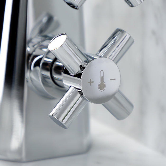 Kingston Sona KS2291DX - Constantine Two-Handle 1-Hole Bathroom Faucet with Push Pop-Up Drain, Polished Chrome