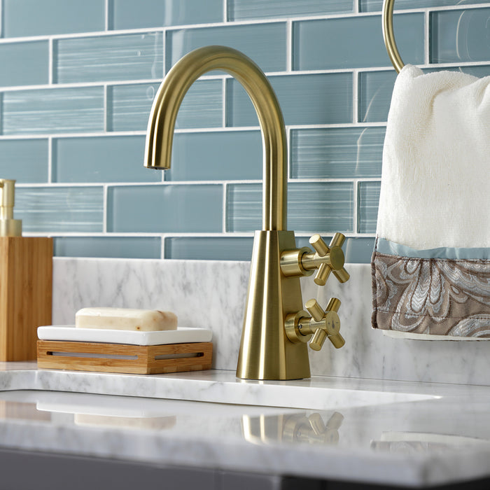 Kingston Sona KS2297DX - Constantine Two-Handle 1-Hole Bathroom Faucet with Push Pop-Up Drain, Brushed Brass