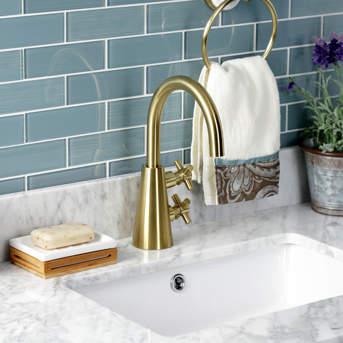 Kingston Sona KS2297DX - Constantine Two-Handle 1-Hole Bathroom Faucet with Push Pop-Up Drain, Brushed Brass