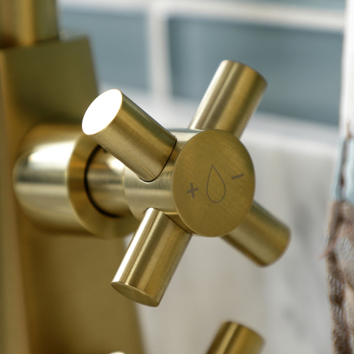 Kingston Sona KS2297DX - Constantine Two-Handle 1-Hole Bathroom Faucet with Push Pop-Up Drain, Brushed Brass