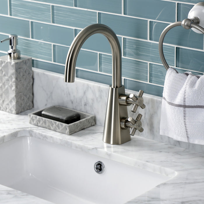 Kingston Sona KS2298DX - Constantine Two-Handle 1-Hole Bathroom Faucet with Push Pop-Up Drain, Brushed Nickel