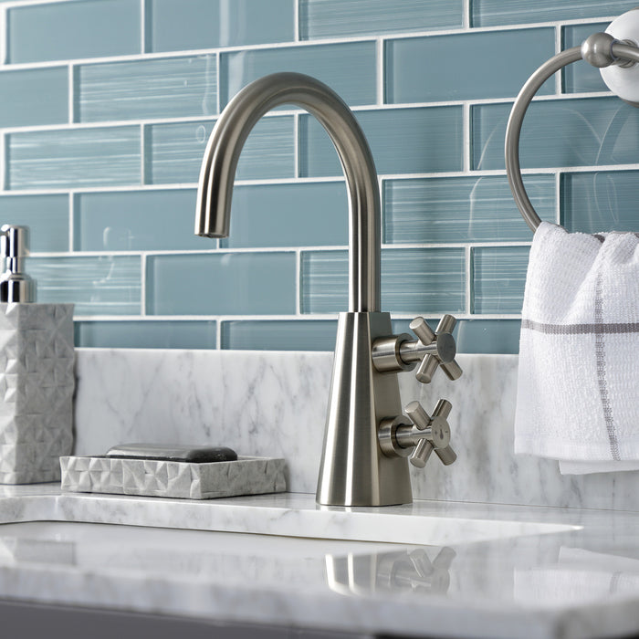 Kingston Sona KS2298DX - Constantine Two-Handle 1-Hole Bathroom Faucet with Push Pop-Up Drain, Brushed Nickel