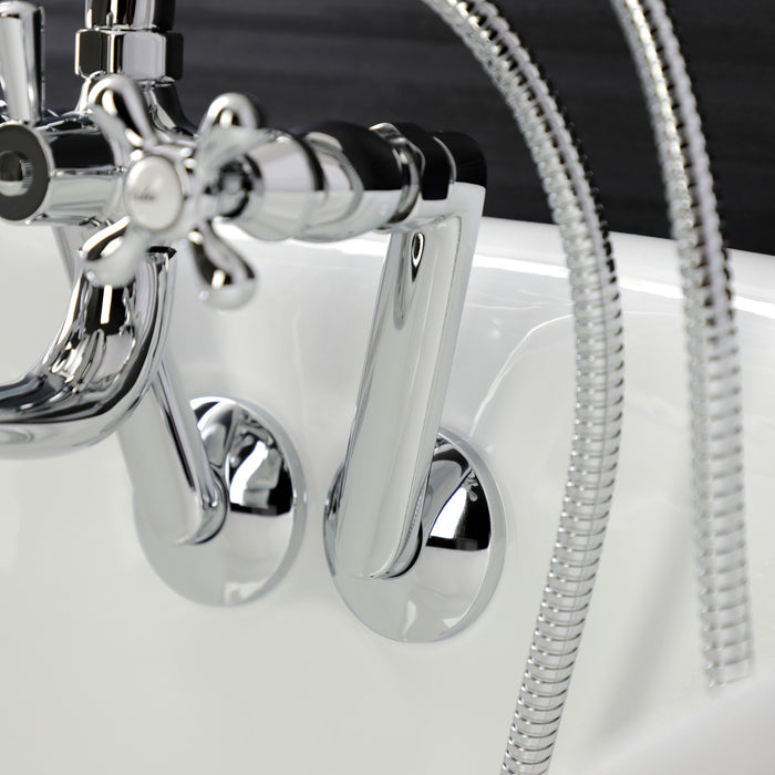 Kingston Heirloom KS229C - Kingston Three-Handle 2-Hole Tub Wall Mount Clawfoot Tub Faucet with Handshower, Polished Chrome
