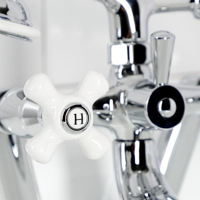 Kingston Heirloom KS229PXC - Kingston Three-Handle 2-Hole Tub Wall Mount Clawfoot Tub Faucet with Hand Shower, Polished Chrome