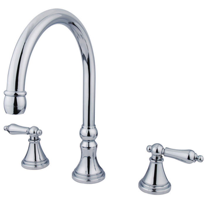 Kingston Tulare KS2341AL - Roman Two-Handle 3-Hole Deck Mount Roman Tub Faucet, Polished Chrome