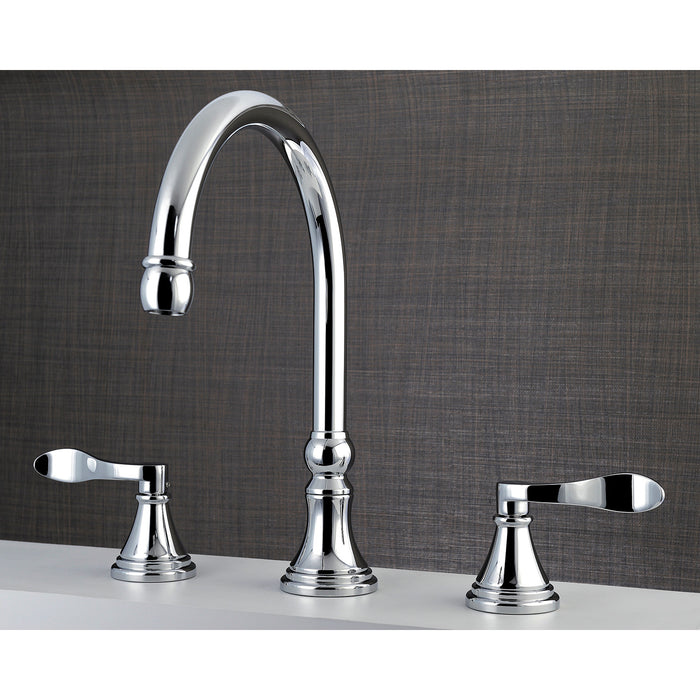 Kingston Tulare KS2341DFL - NuFrench Two-Handle 3-Hole Deck Mount Roman Tub Faucet, Polished Chrome