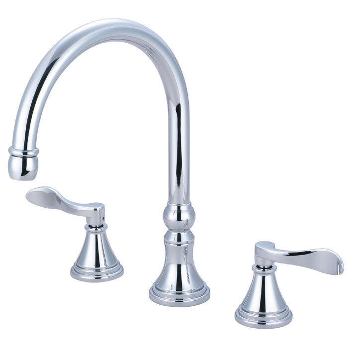 Kingston Tulare KS2341DFL - NuFrench Two-Handle 3-Hole Deck Mount Roman Tub Faucet, Polished Chrome
