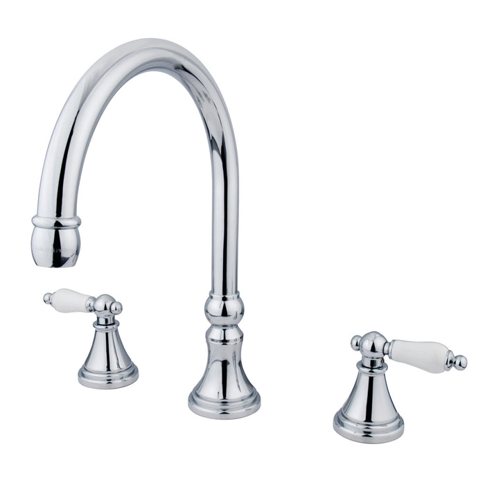 Kingston Tulare KS2341PL - Roman Two-Handle 3-Hole Deck Mount Roman Tub Faucet, Polished Chrome