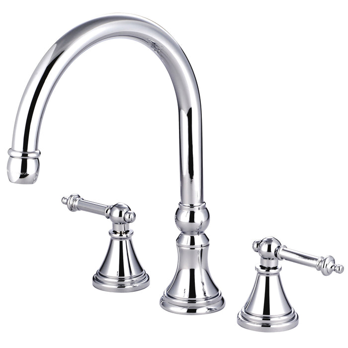 Kingston Tulare KS2341TL - Templeton Two-Handle 3-Hole Deck Mount Roman Tub Faucet, Polished Chrome