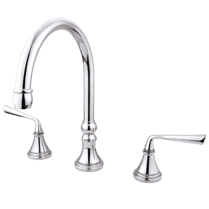 Kingston Tulare KS2341ZL - Silver Sage Two-Handle 3-Hole Deck Mount Roman Tub Faucet, Polished Chrome