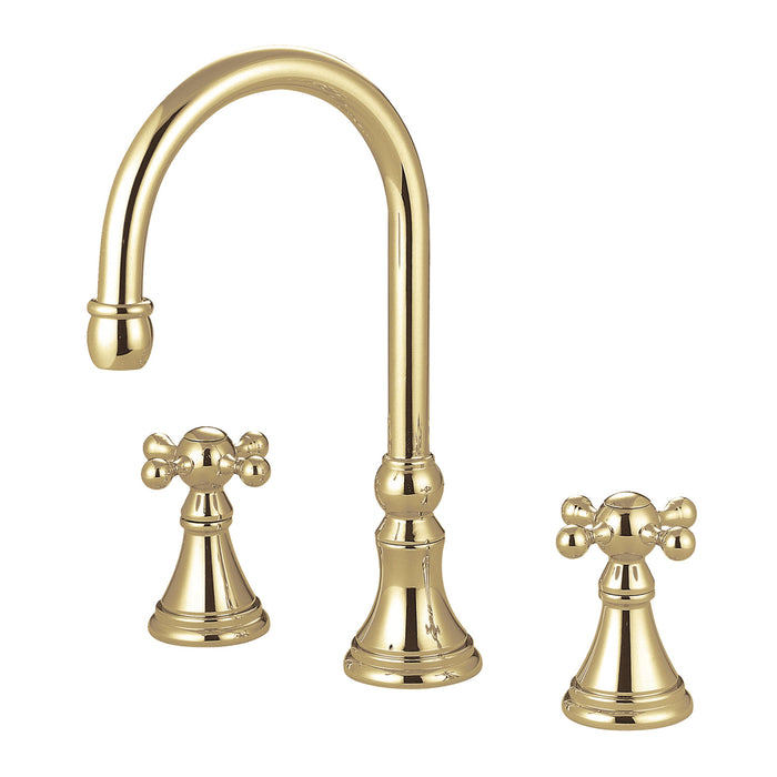 Kingston Tulare KS2342KX - Roman Two-Handle 3-Hole Deck Mount Roman Tub Faucet, Polished Brass
