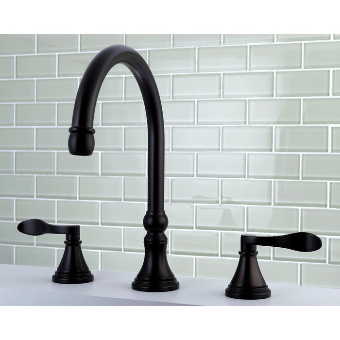 Kingston Tulare KS2345DFL - NuFrench Two-Handle 3-Hole Deck Mount Roman Tub Faucet, Oil Rubbed Bronze