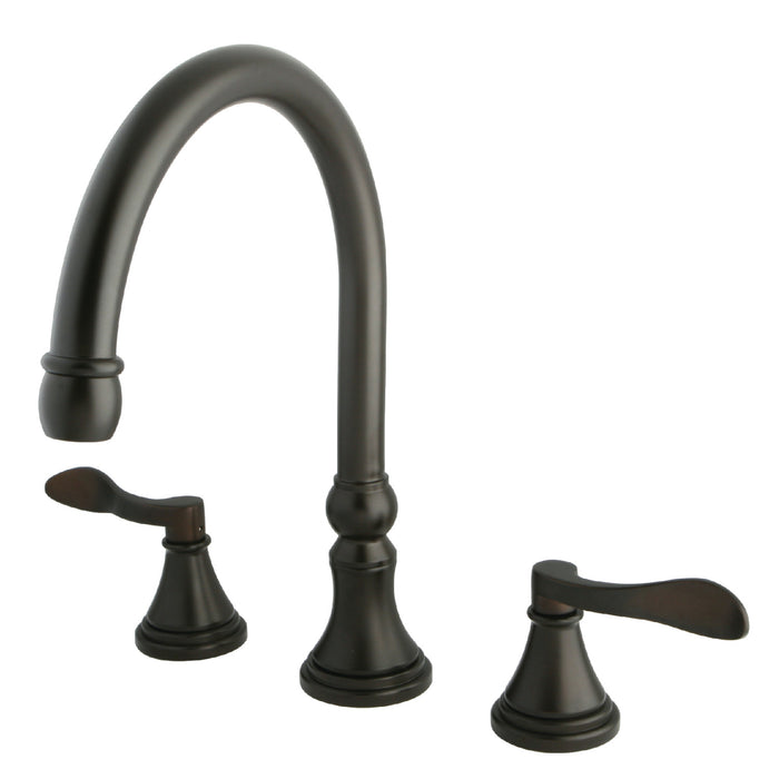 Kingston Tulare KS2345DFL - NuFrench Two-Handle 3-Hole Deck Mount Roman Tub Faucet, Oil Rubbed Bronze
