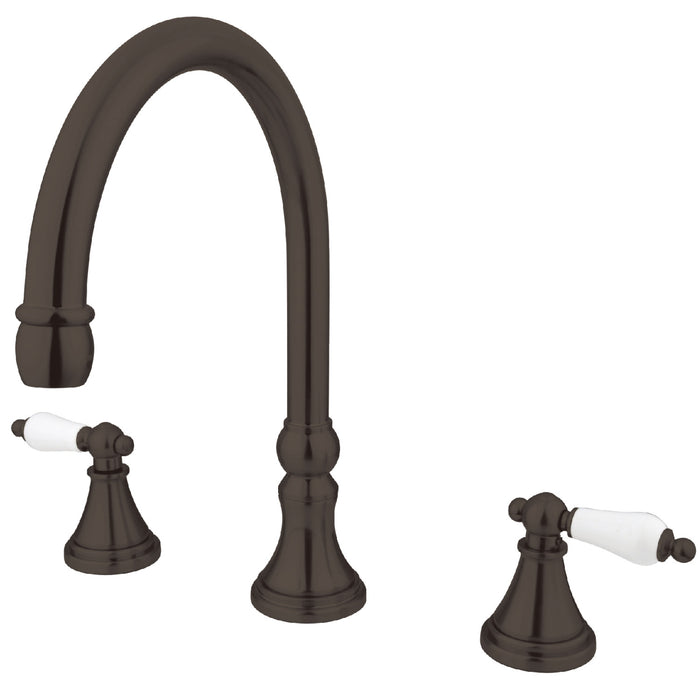 Kingston Tulare KS2345PL - Roman Two-Handle 3-Hole Deck Mount Roman Tub Faucet, Oil Rubbed Bronze