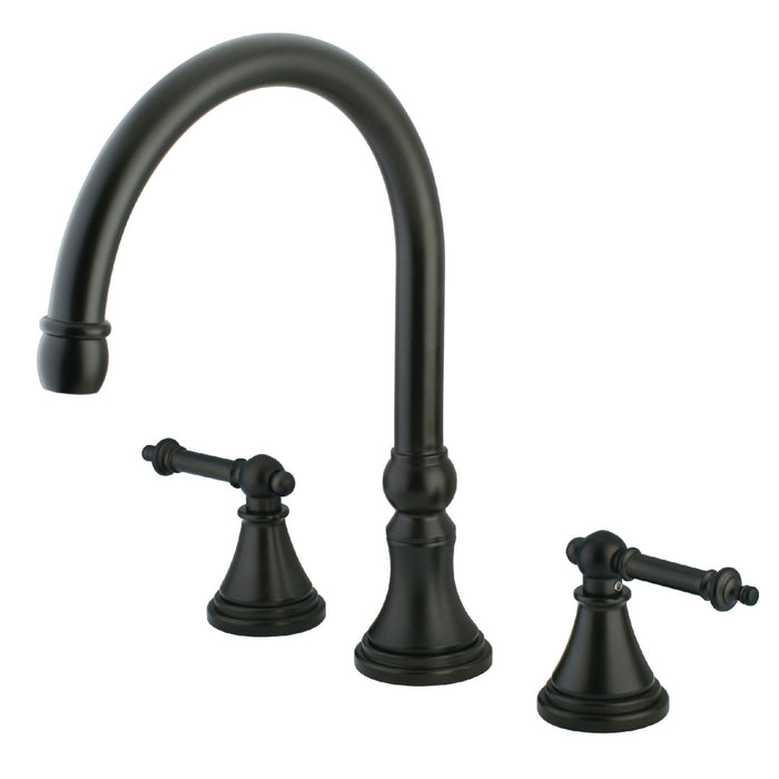 Kingston Tulare KS2345TL - Templeton Two-Handle 3-Hole Deck Mount Roman Tub Faucet, Oil Rubbed Bronze