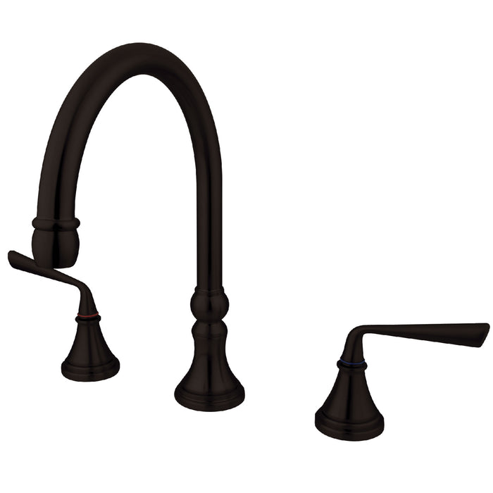 Kingston Tulare KS2345ZL - Silver Sage Two-Handle 3-Hole Deck Mount Roman Tub Faucet, Oil Rubbed Bronze