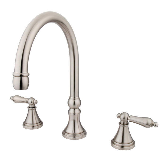Kingston Tulare KS2348AL - Roman Two-Handle 3-Hole Deck Mount Roman Tub Faucet, Brushed Nickel