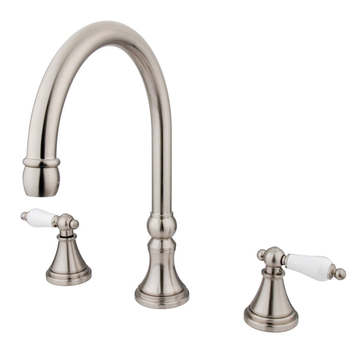 Kingston Tulare KS2348PL - Roman Two-Handle 3-Hole Deck Mount Roman Tub Faucet, Brushed Nickel
