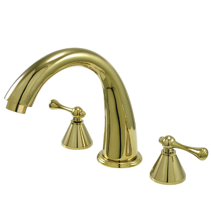 Kingston Tulare KS2362BL - English Country Two-Handle 3-Hole Deck Mount Roman Tub Faucet, Polished Brass