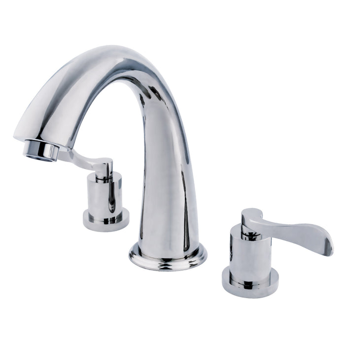 Kingston Tulare KS2362DFL - Vintage Two-Handle 3-Hole Deck Mount Roman Tub Faucet, Polished Brass