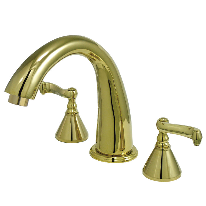 Kingston Tulare KS2362FL - Roman Two-Handle 3-Hole Deck Mount Roman Tub Faucet, Polished Brass