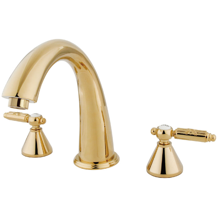 Kingston Tulare KS2362GL - Roman Two-Handle 3-Hole Deck Mount Roman Tub Faucet, Polished Brass
