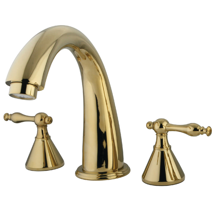 Kingston Tulare KS2362NL - Naples Two-Handle 3-Hole Deck Mount Roman Tub Faucet, Polished Brass