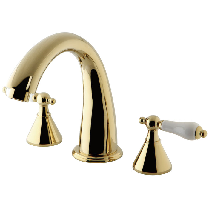 Kingston Tulare KS2362PL - Naples Two-Handle 3-Hole Deck Mount Roman Tub Faucet, Polished Brass