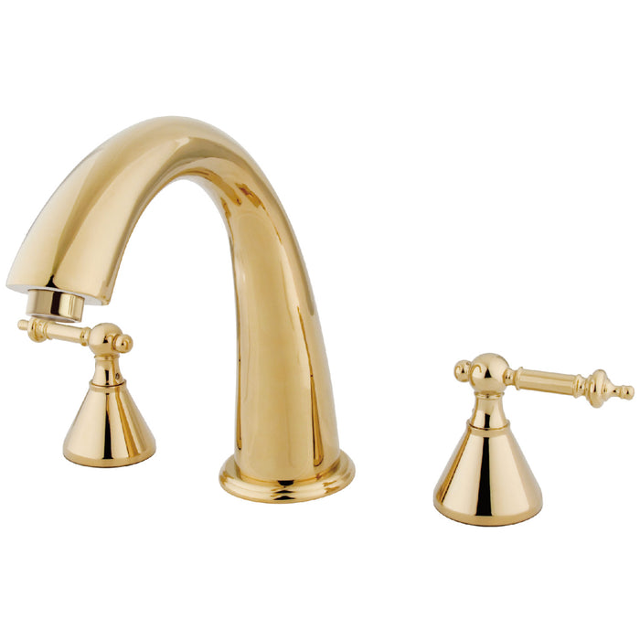 Kingston Tulare KS2362TL - Roman Two-Handle 3-Hole Deck Mount Roman Tub Faucet, Polished Brass
