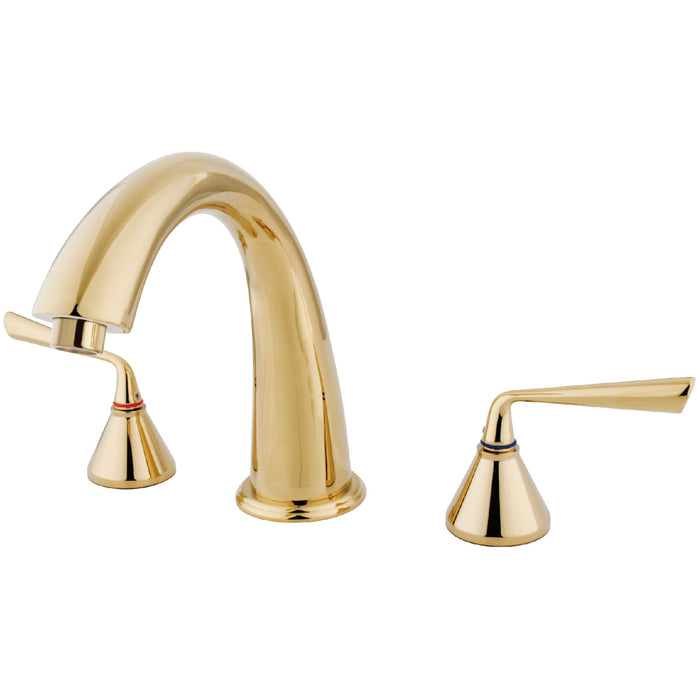 Kingston Tulare KS2362ZL - Silver Sage Two-Handle 3-Hole Deck Mount Roman Tub Faucet, Polished Brass