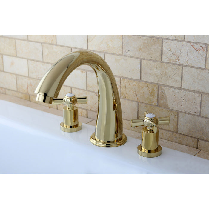 Kingston Tulare KS2362ZX - Millennium Two-Handle 3-Hole Deck Mount Roman Tub Faucet, Polished Brass