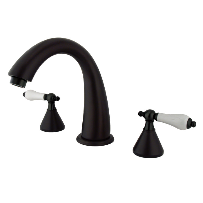 Kingston Tulare KS2365PL - Naples Two-Handle 3-Hole Deck Mount Roman Tub Faucet, Oil Rubbed Bronze