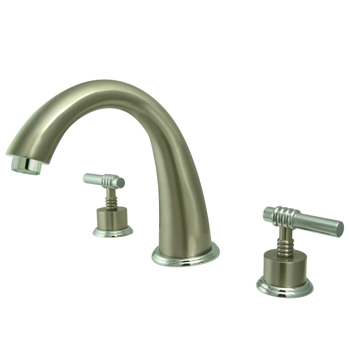 Kingston Tulare KS2367ML - Milano Two-Handle 3-Hole Deck Mount Roman Tub Faucet, Brushed Nickel/Polished Chrome