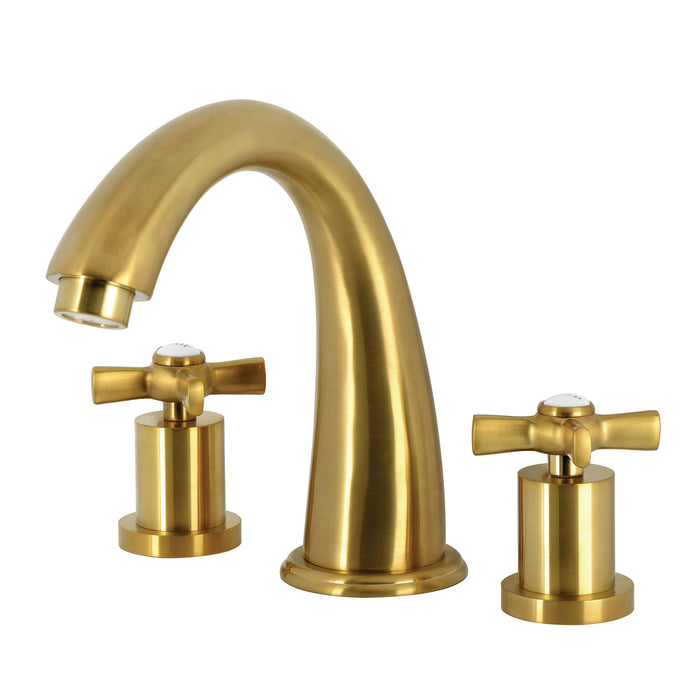 Kingston Tulare KS2367ZX - Millennium Two-Handle 3-Hole Deck Mount Roman Tub Faucet, Brushed Brass