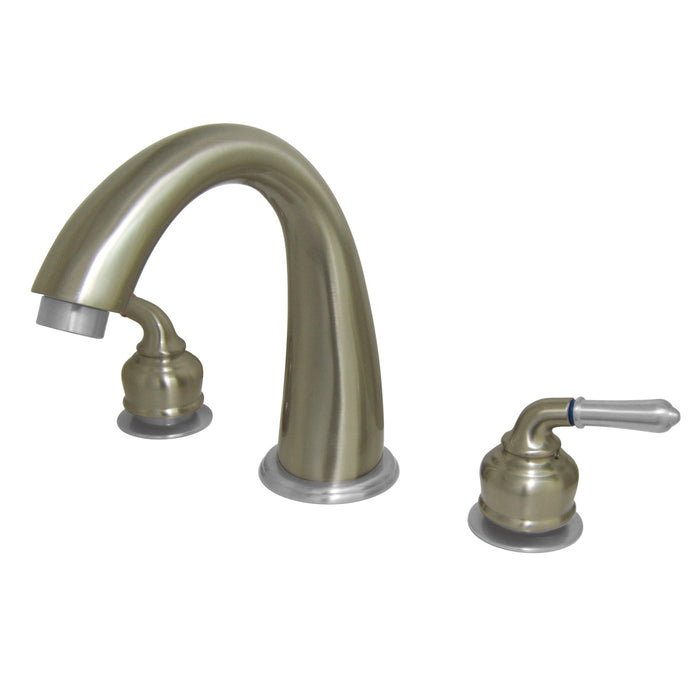 Kingston Tulare KS2367 - Milano Two-Handle 3-Hole Deck Mount Roman Tub Faucet, Brushed Nickel/Polished Chrome