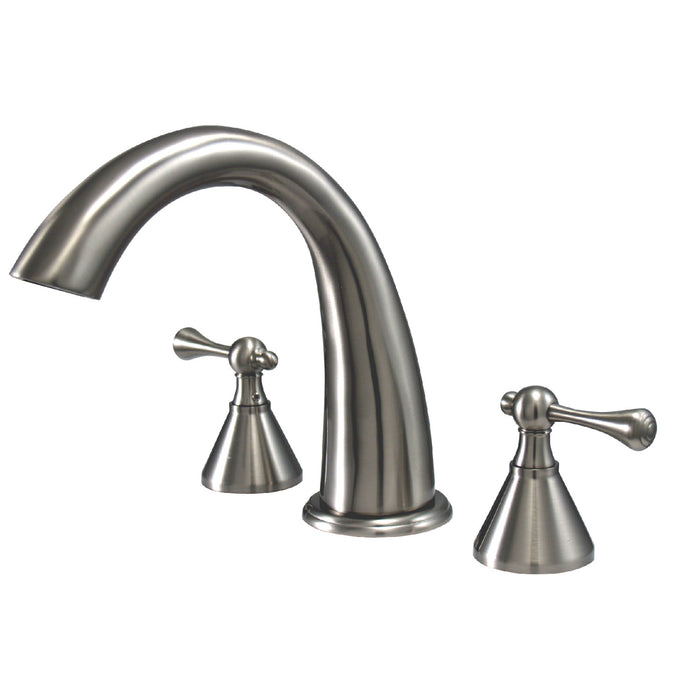 Kingston Tulare KS2368BL - English Country Two-Handle 3-Hole Deck Mount Roman Tub Faucet, Brushed Nickel