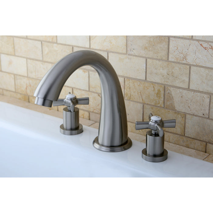 Kingston Tulare KS2368ZX - Millennium Two-Handle 3-Hole Deck Mount Roman Tub Faucet, Brushed Nickel