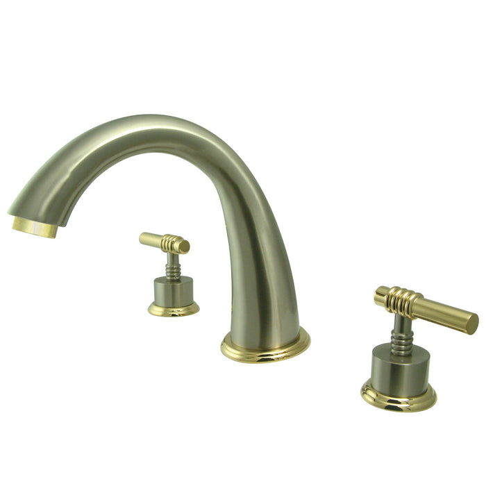 Kingston Tulare KS2369ML - Milano Two-Handle 3-Hole Deck Mount Roman Tub Faucet, Brushed Nickel/Polished Brass